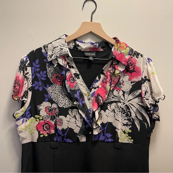 Black Dress with Floral Top - Picture 5 of 12